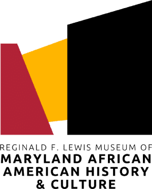 Logo of the Reginald F. Lewis Museum of Maryland African American History & Culture, featuring geometric shapes in red, gold, and black.